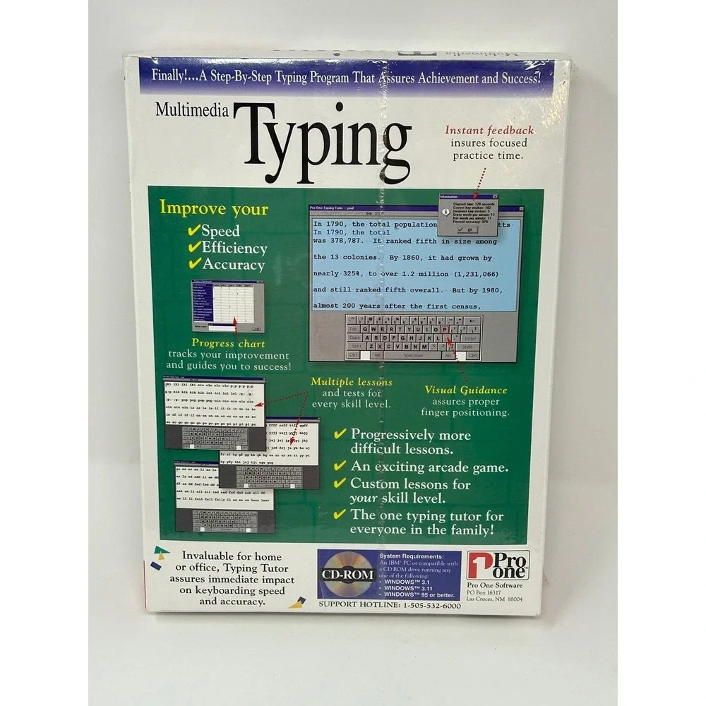 NEW Multimedia Typing (CD-Rom, Pro One Studio) For Windows 3.1, 3.11, 95+ N3